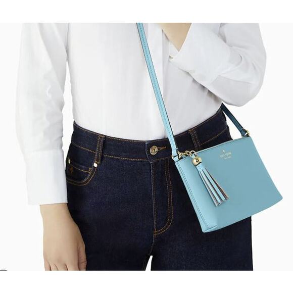 Kate Spade Handbags - Kate Spade BAT Ivy Street AMY Leather Crossbody Purse (Stone Blue) New with tags